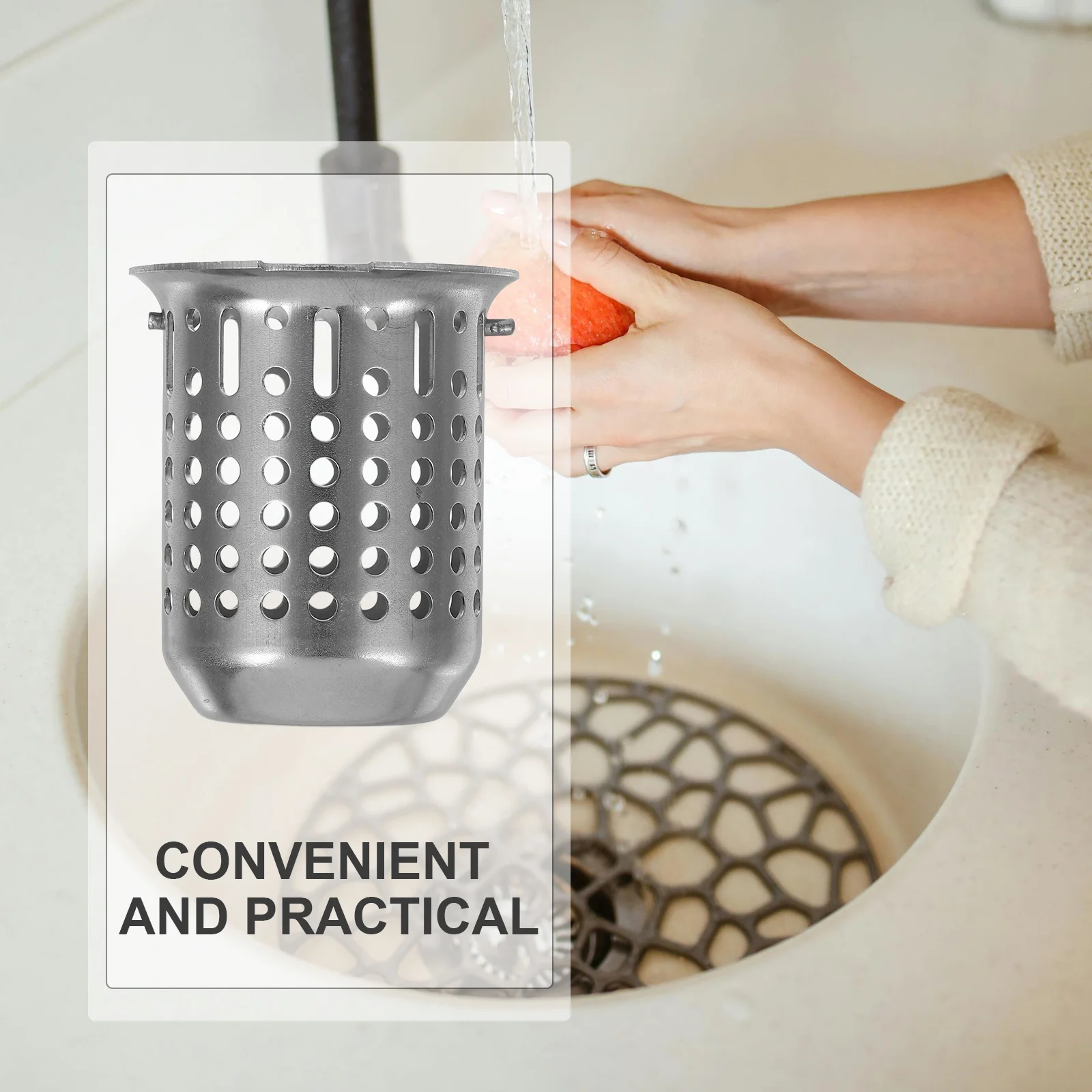 الفضة حوض الفولاذ المقاوم للصدأ استنزاف سلة سميكة غطاء مرشح المجاري مصفاة سدادة للمطبخ الحمام شبكة سلة مقبض #2