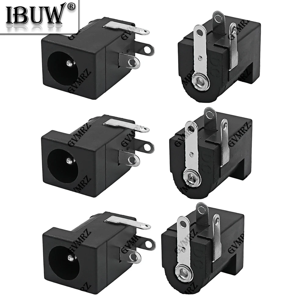 10PCS/ lot 5.5x2.1mm DC-005 Right Angle Black DC Power Jack Socket DC Connectors Supply Barrel-Type PCB Mount Terminal DC-005