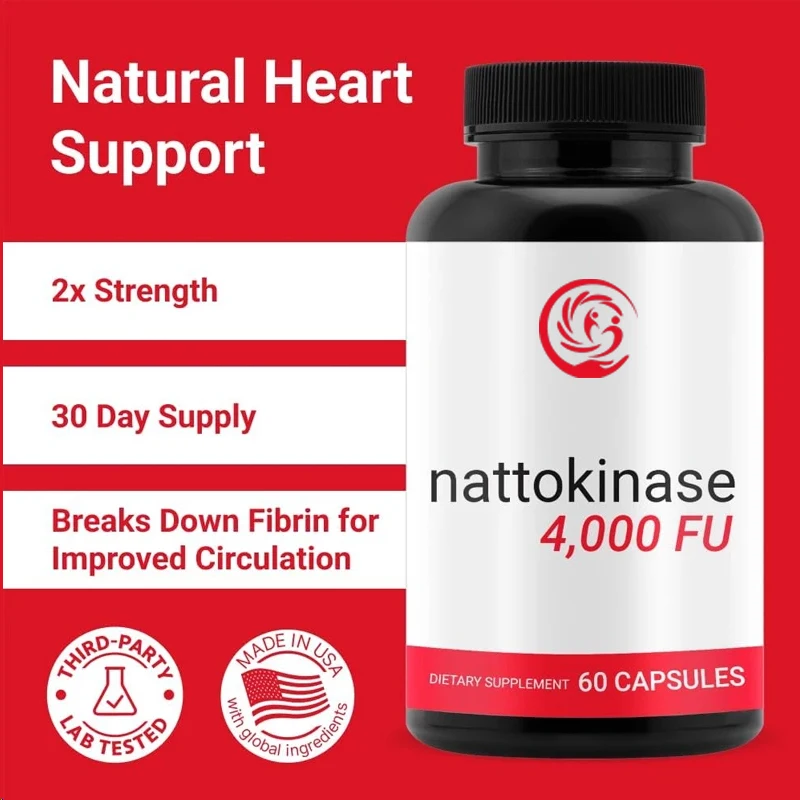 Nattokinase Supplement -4000 FU per serving, high-quality nattokinase formula, supports heart health -60 pills