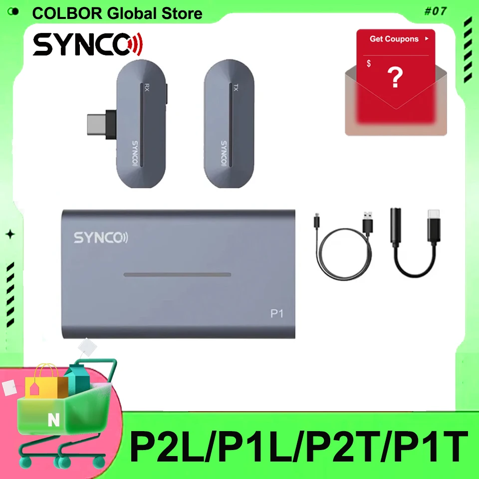 Беспроводная микрофонная система SYNCO P2L P1L P2T P1T 2,4G, вокал в режиме реального времени для смартфона, мультимедийный Vlog для прямых трансляций и интервью