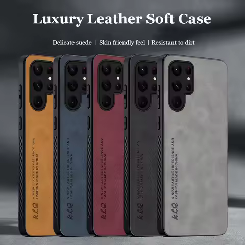 Original Ultra Thin Leather Phone Case For Samsung S23 S22 S21 S20 S10 Note 10 Plus 20 Ultra A34 A54 A53 A73 A52 A72 Soft Cover