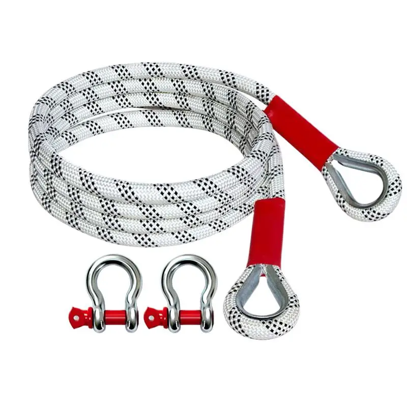 Tow Rope Heavy Duty Rope Snowmobile Tow Strap With 2 D-Ring Shackles Multifunctional Snatch Rope Off Road Recovery Kit For