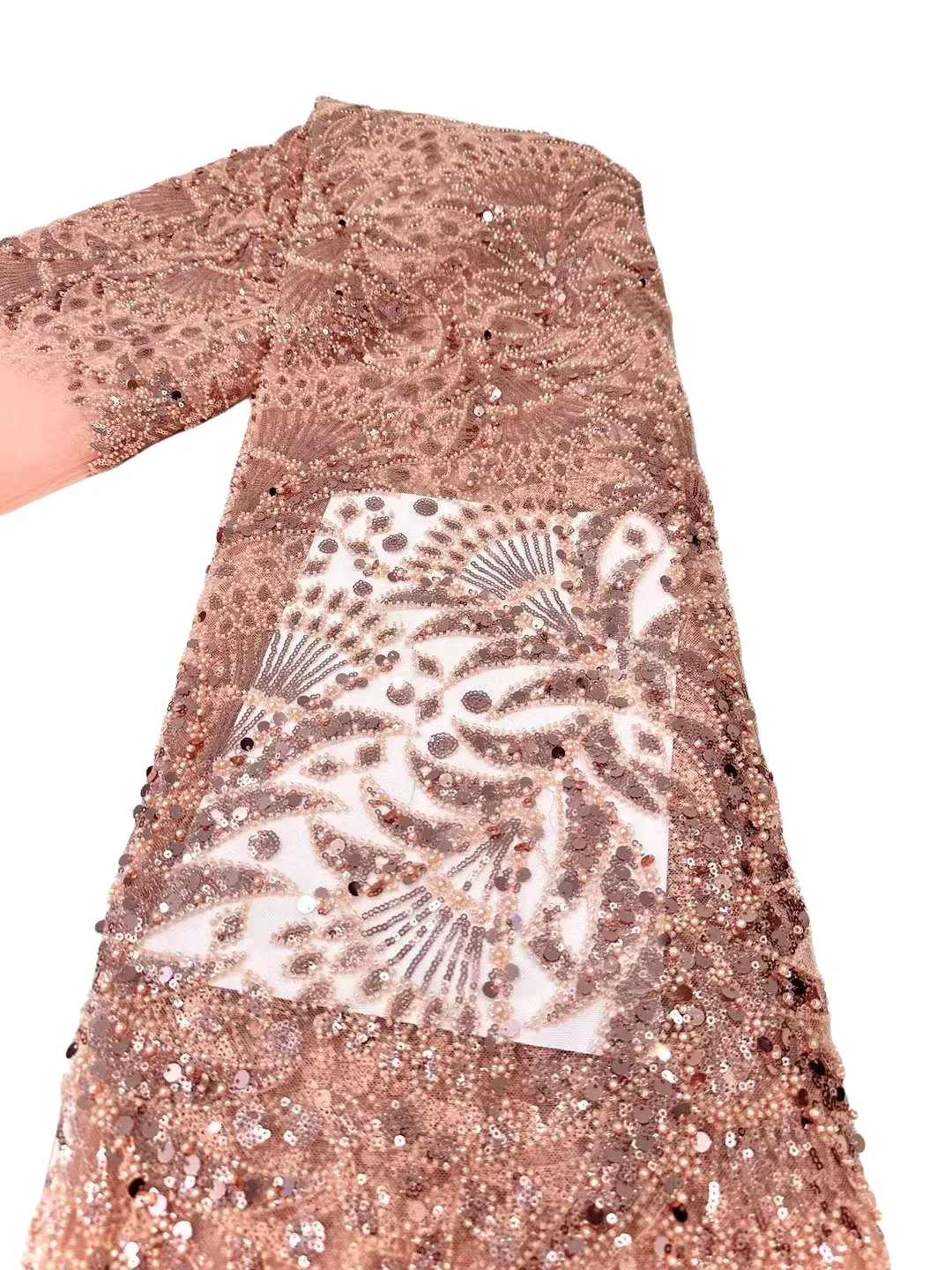 2024 Latest Elegant Best Quality Delicate Soft Beaded Tube Lace With Stones fabric For Party Evening Dress U_Ge1578