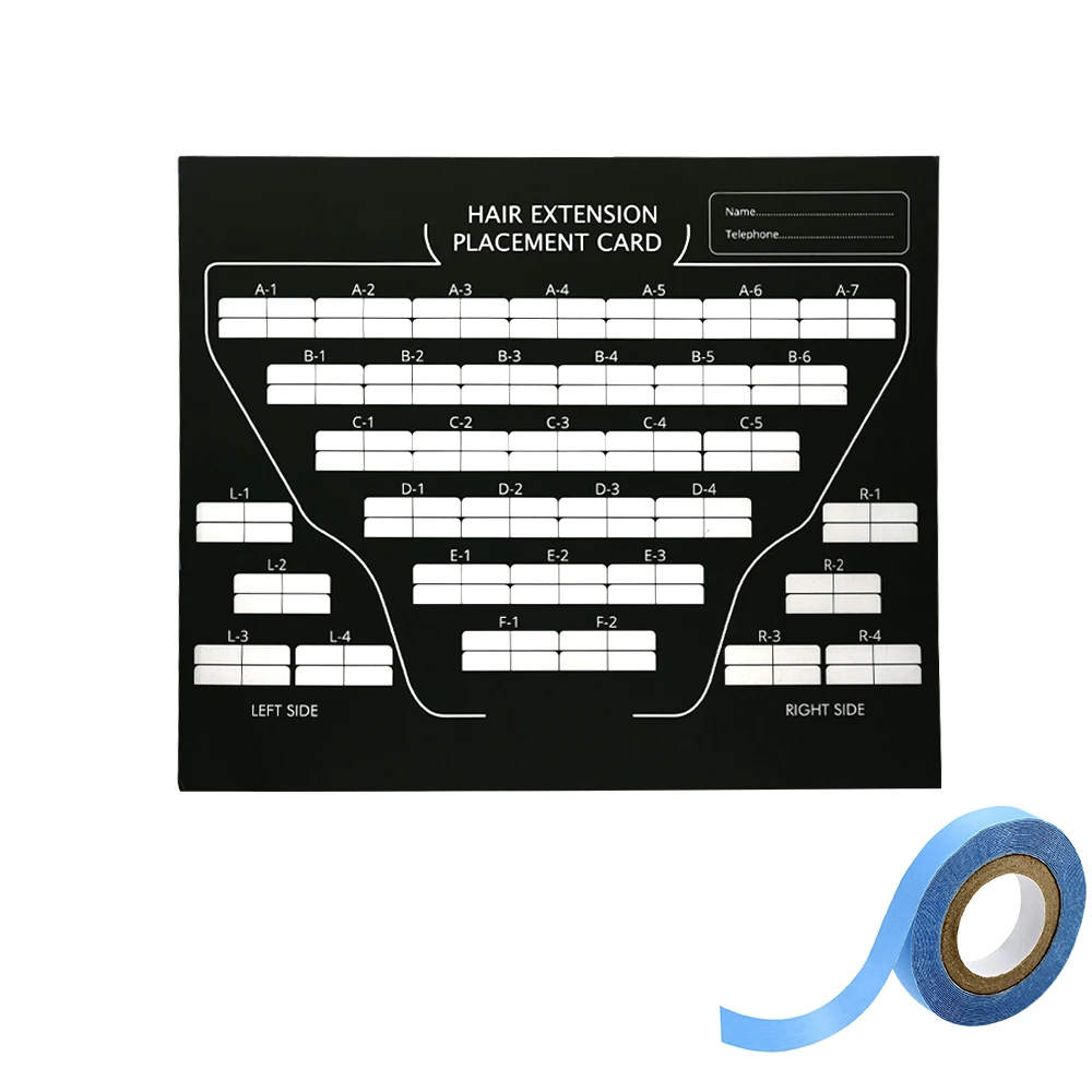 Carte en papier pour le placement d'extension de cheveux, kit de 3 mètres, ruban de remplacement double face