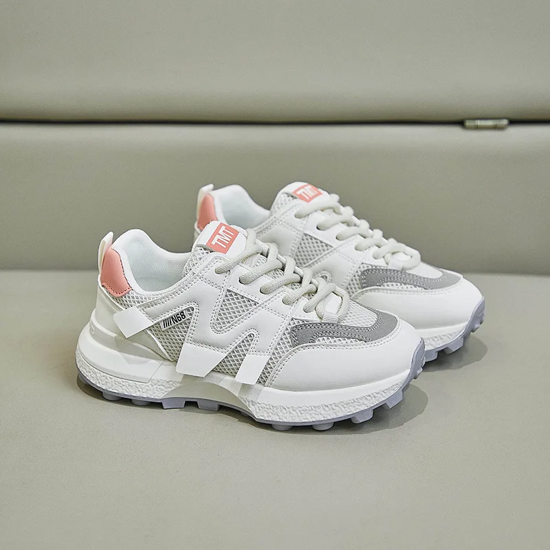 New Breathable Women Running Shoes No-Slip Thick-Soled Increase Air Mesh Female Girls Sneakers Fashion Sports Casual Size 35-40