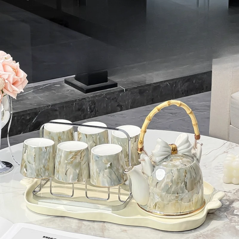

Light luxury high-end ceramic tea set, high-end sense living room water cup home 2025 new housewarming wedding gift