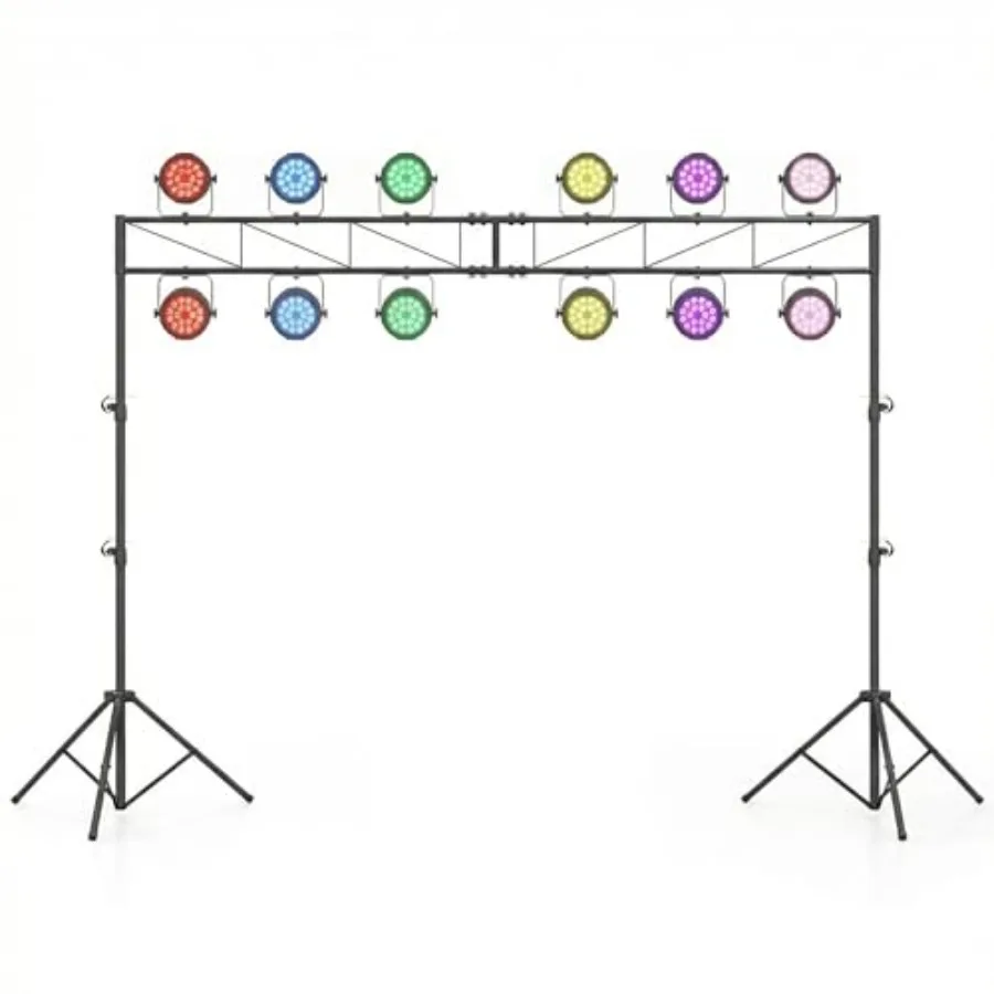 

Система световых стоек DJ Light Stand с 12 светильниками, грузоподъемность 110 фунтов, 10 уровней регулировки высоты, 2 складных штатива, металлическая сценическая конструкция