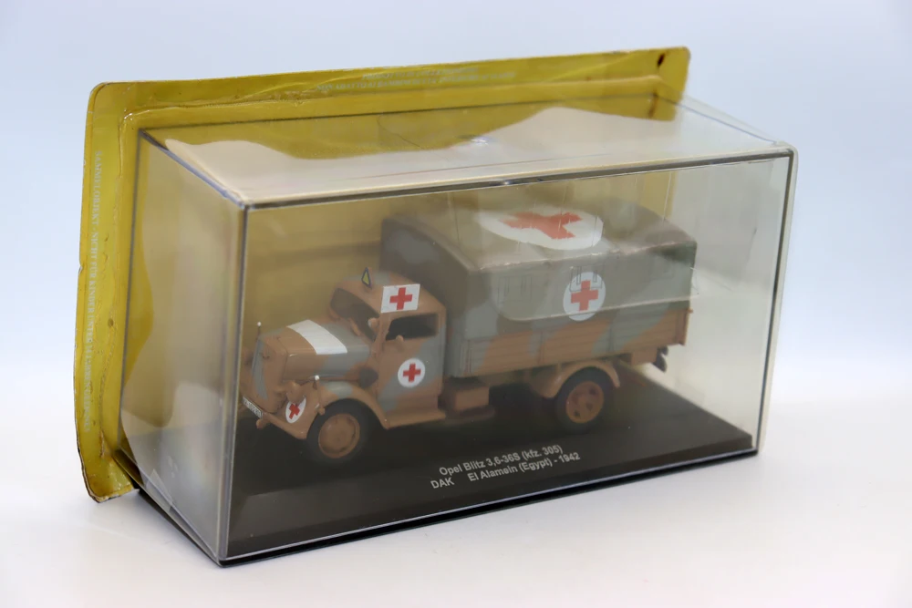 New Altaya 1/43 Scale Opel Blitz 3,6-36S(Kfz.305) DAK 1942 Military Ambulance Truck Diecast Model for collection Gfit