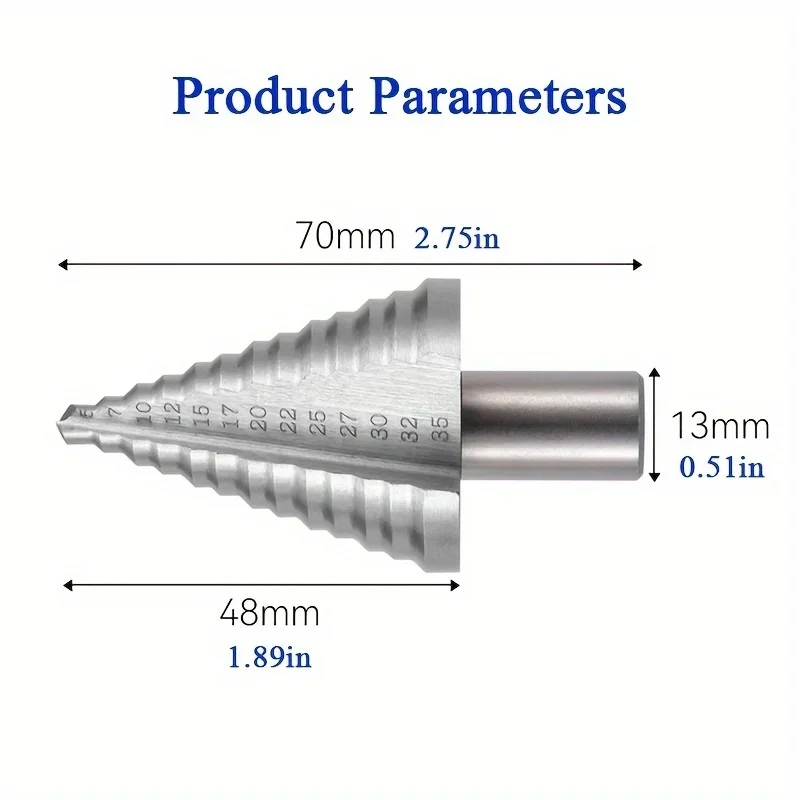 Multi Functional Drill Bit 5-35 Stepped High-speed Steel Round Handle Titanium Plated Pagoda Drill Bit Drilling Woodworking Tool