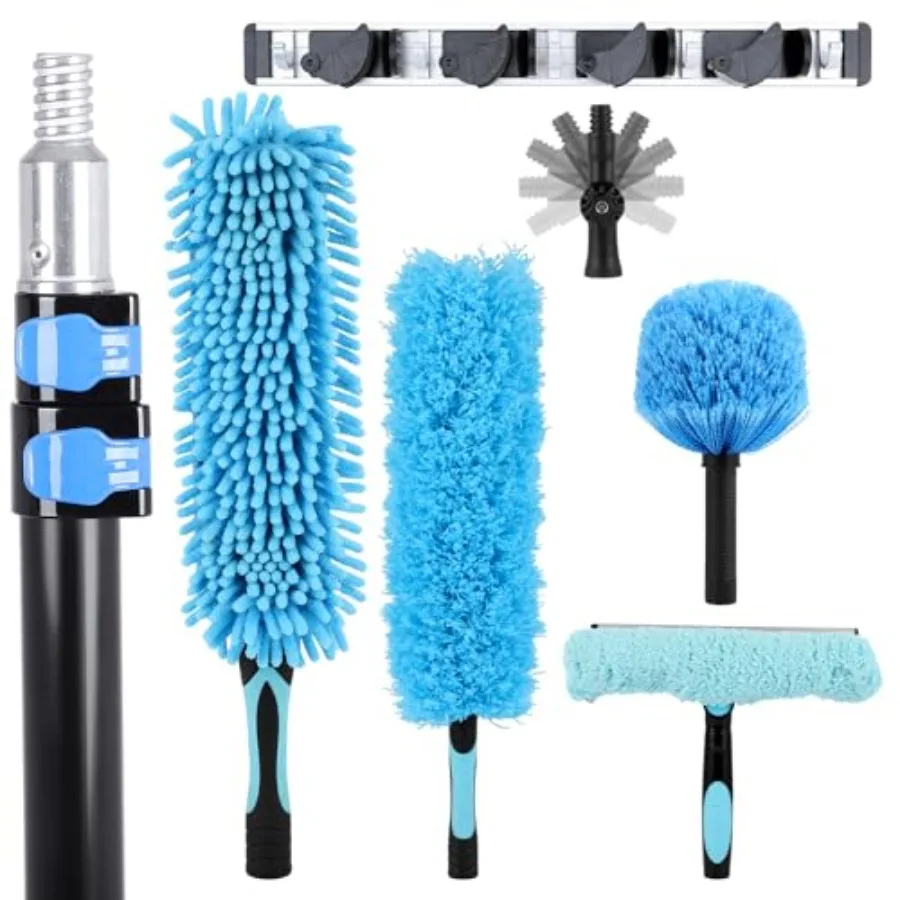 

Щетка для чистки потолочных вентиляторов высотой 20 футов, сверхмощный набор для удаления пыли с высоких поверхностей, щетка для удаления паутины, моющаяся щетка для высоких потолков