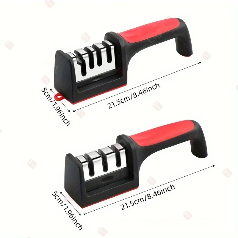 Multi-Functional 3/4-Segment Knife Sharpener Kitchen Sharpening Stone Grinder Hand-Held 3/4-Purpose Black Whetstone Sharpener