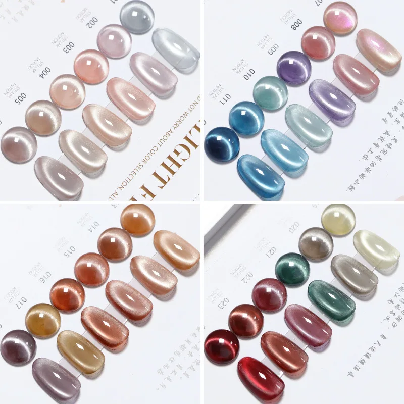 

24pcs 15ML Water Light Cat Magnetic Top Coat Gel Nail Polish Spring Silver Sparkling Effect Semi Permanent Nail Art UV Varnish