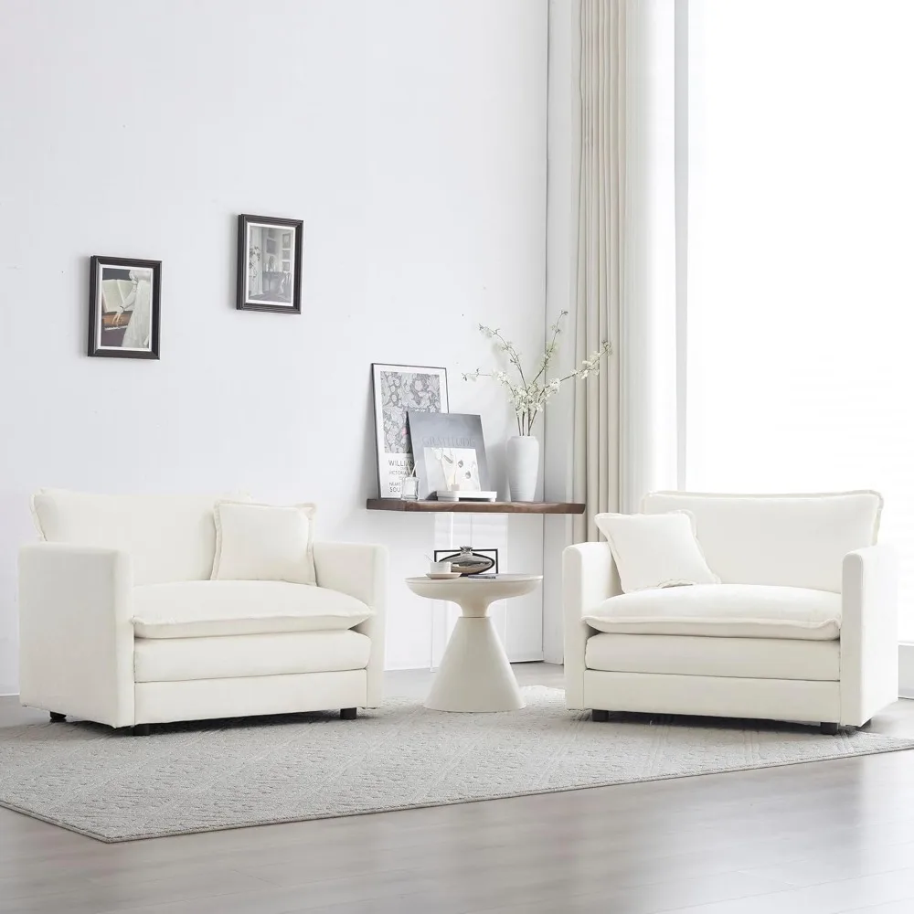 أريكة ميكيباما بمقعد واحد مقاس 41.4 بوصة، كرسي بذراعين منجد عميق مريح من الشنيل مع وسادة رمي لغرفة المعيشة وغرفة النوم