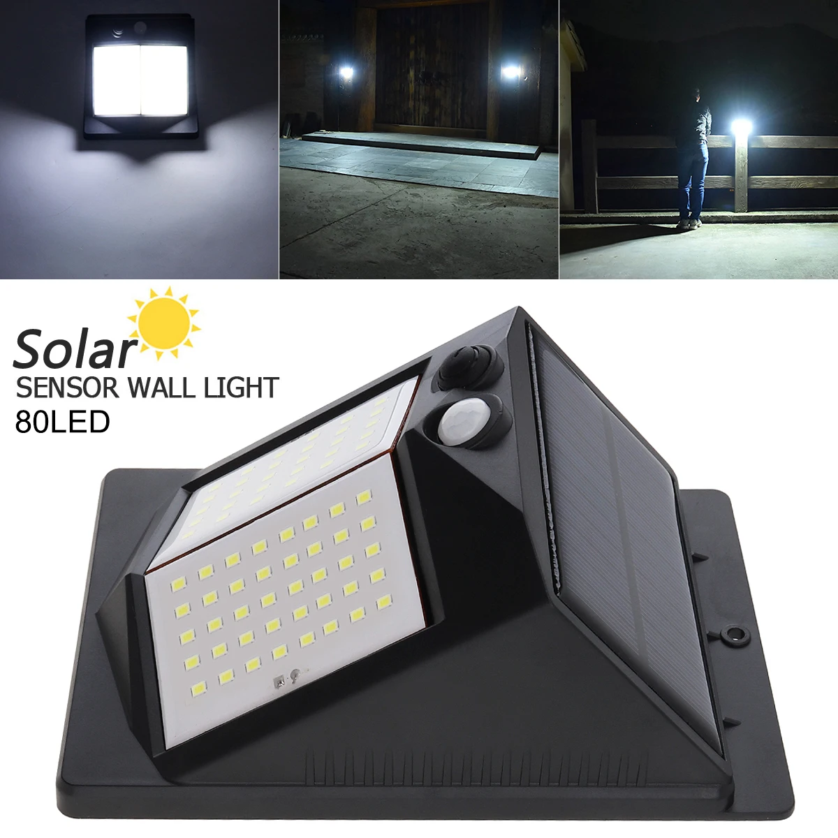 

80 LED 500LM Light Controlled PIR Wall Light LED Solar Motion Sensor Light Induction Lamp for Outdoor / Courtyard / Illuminating