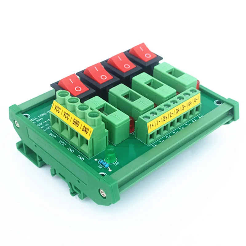 

DIN Rail Mount 4 Position Switch AC/DC Power Distribution Strip Module Fuse Splitter Board With Switch