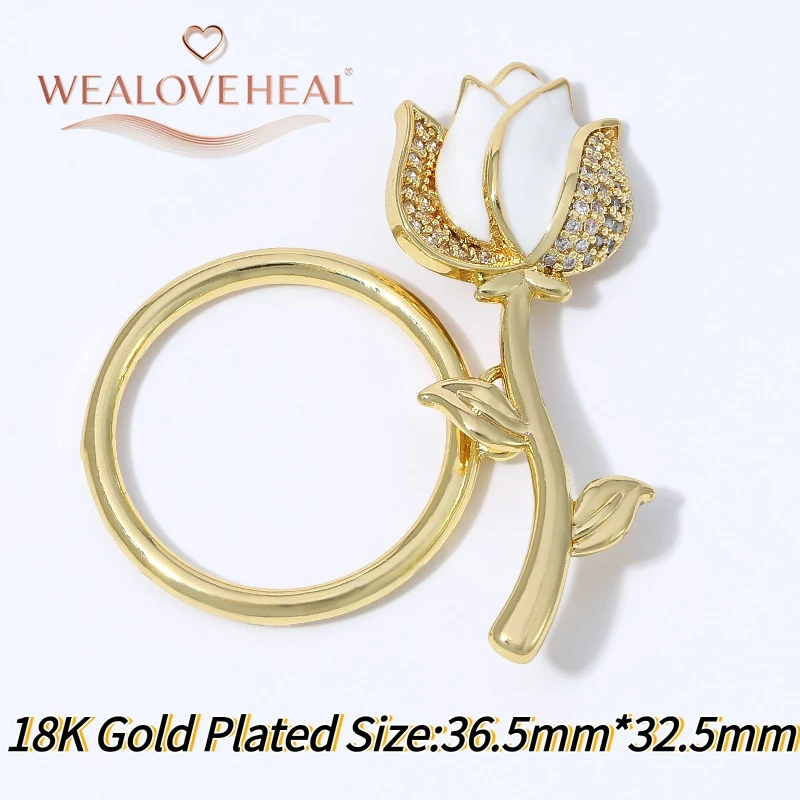 18K vergoldeter Messing-OT-Knebelverschluss, Rosenblüten-Emaille-Zirkon-Verschlüsse für Armbänder, Schmuckherstellungszubehör, DIY-Zubehör – Detail 19