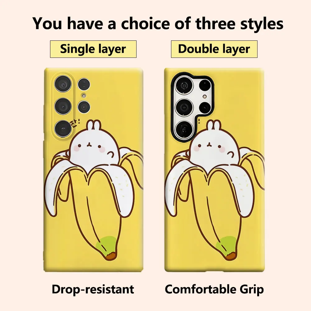 Banana Bunny Phone Case for Samsung Galaxy S26 S25 Ultra S24 S23 Ultra Plus Shockproof Double layer tough Back Cover