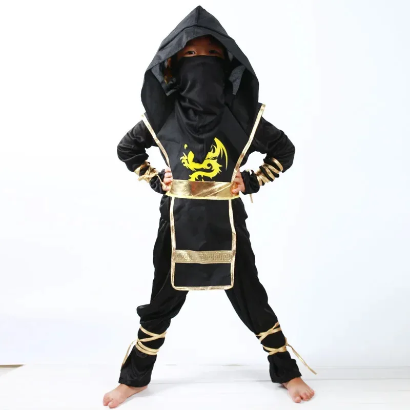 Kids Ninja Costume Uniforms Boy Girl Halloween Party Fancy Costumes Children Warrior Samurai Ninja Cosplay Suit Clothes Set Gift