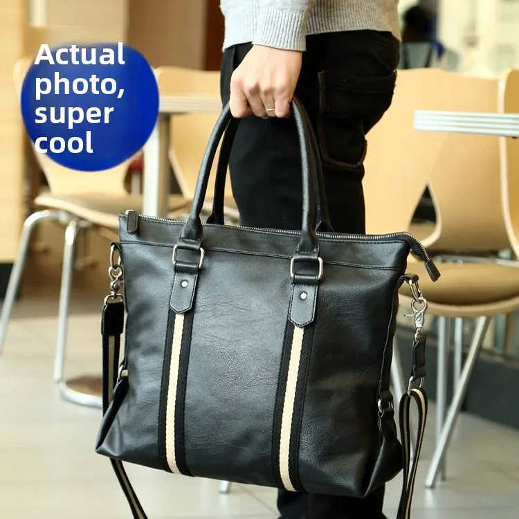 

Кожаная мужская сумка 2023, новая корейская версия, повседневная модная сумка через плечо, большая деловая сумка Sli Cuter Bag