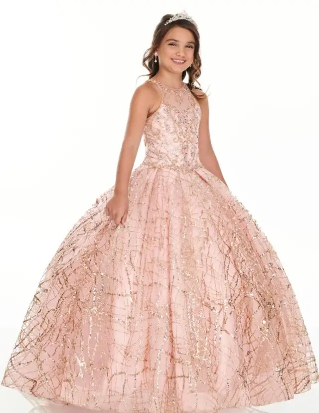 

Bling Rose Gold Mini Pageant Dresses For Little Girls Glitter Tulle Jewel Rhinestones Beaded Party Dress Toddler