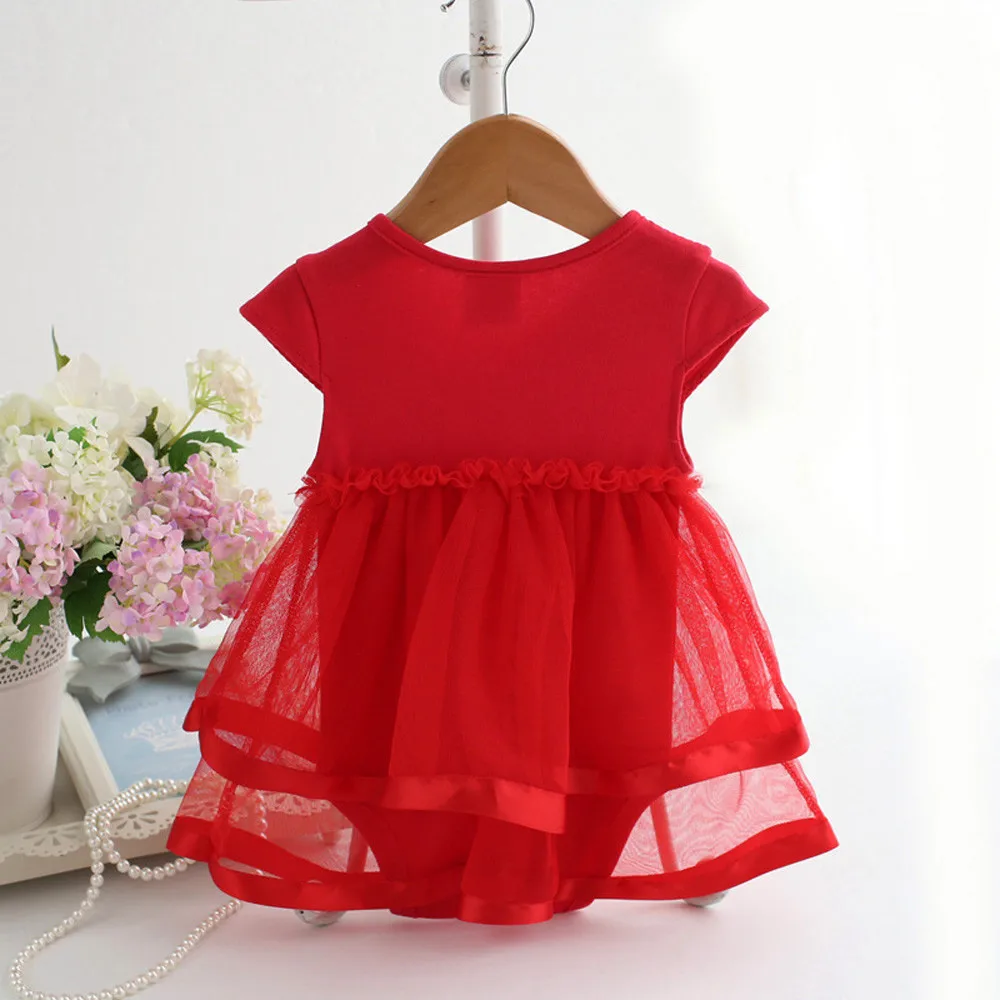 Solid Lacde Bowknot Baby Girl Dress Infant Birthday Tutu Bow Clothes Party Jumpsuit Princess Romper Dress Платья Для Девочек