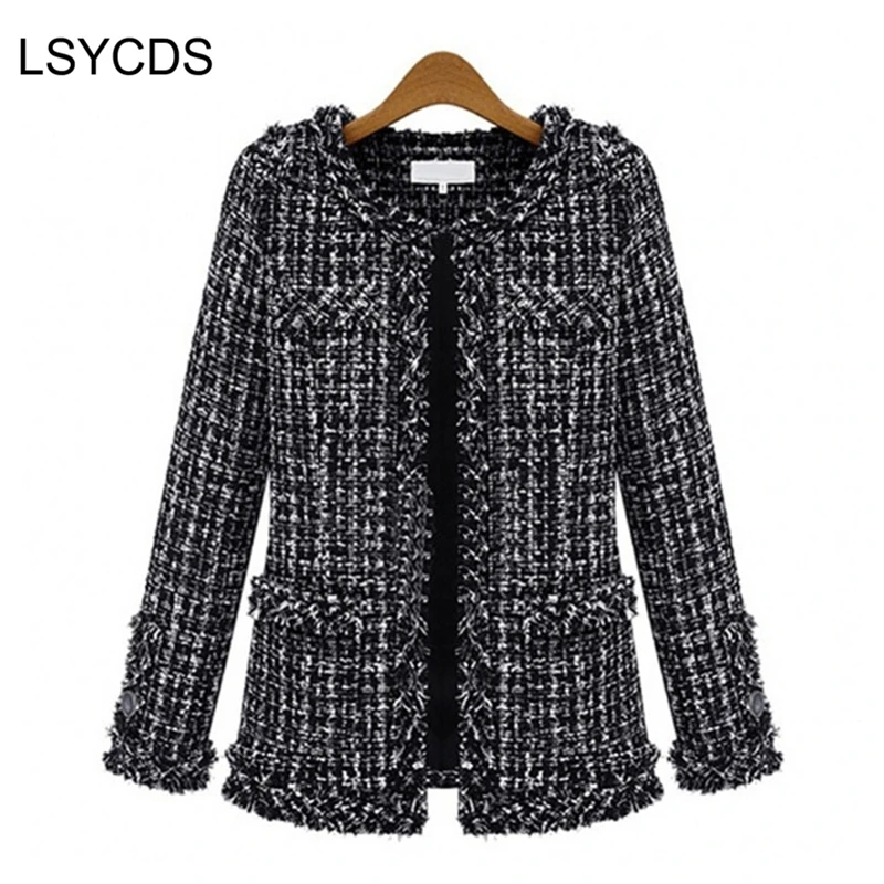 

2024 Women Basic Coats Fashion Elegant Vintage Tweed Winter Casual Formal Woolen Overcoat Coat Winter Jacket Women