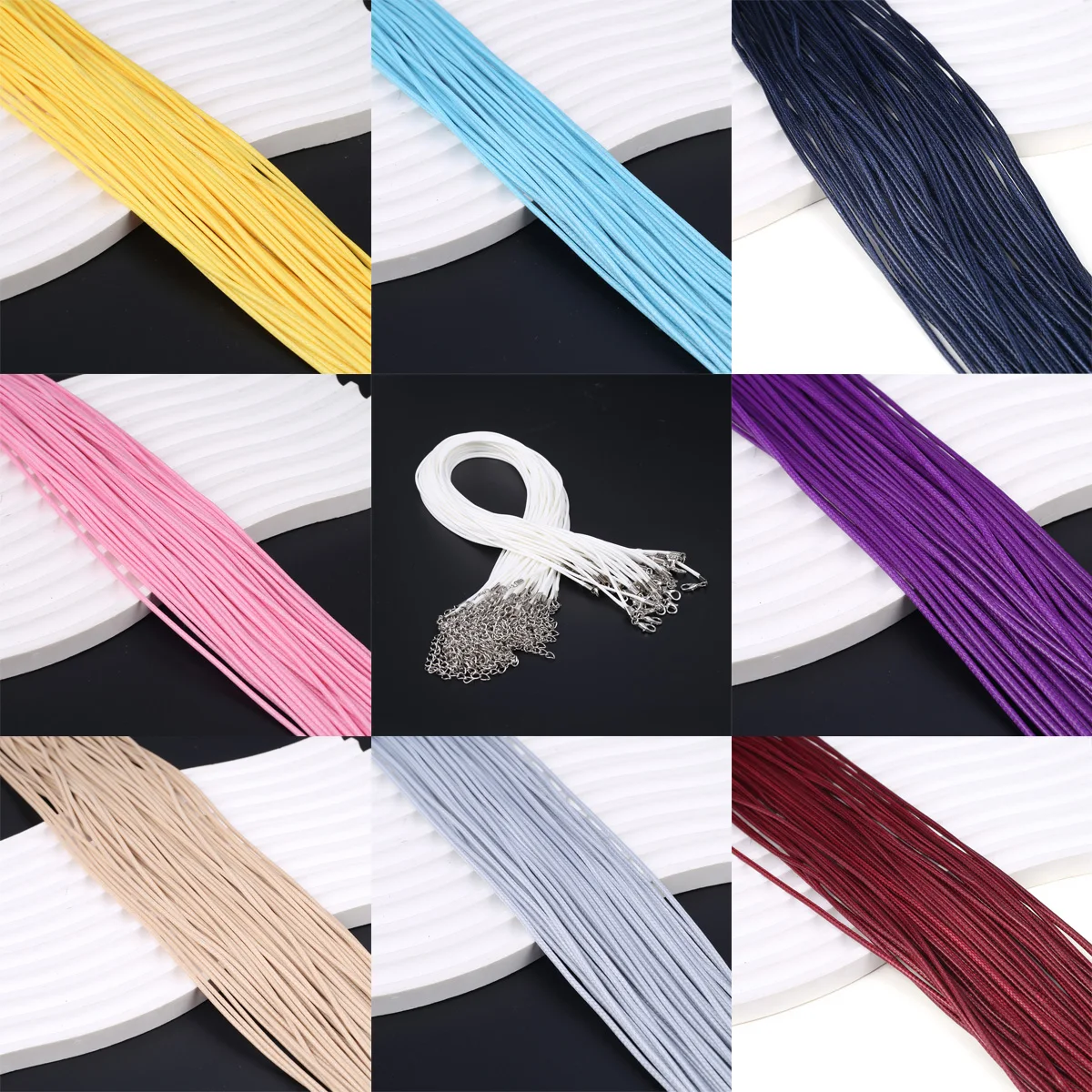 Handmade Leather Wholesale 26 Color  Adjustable Braided Rope Necklaces Pendant Charms Findings Lobster Clasp String Cord 45+5cm