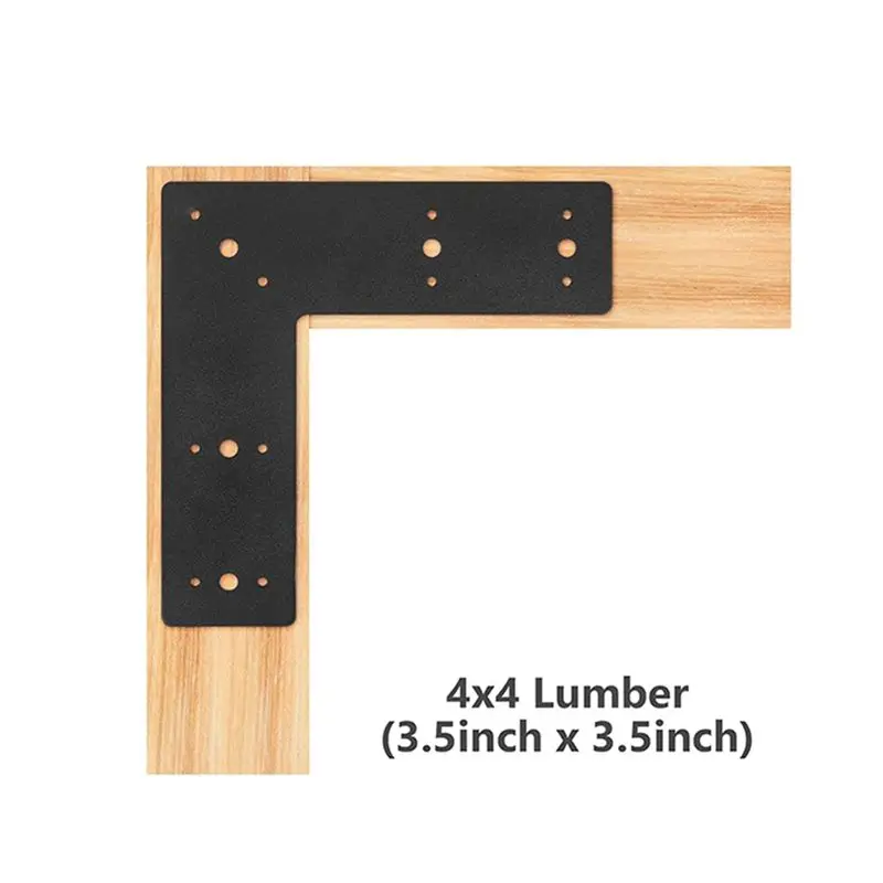 

ABNM Right Angle Bracket 2 PCS,Mending Plate Flat Straight Steel L Shape Bracket, Black Powder Coated Post To Connectors