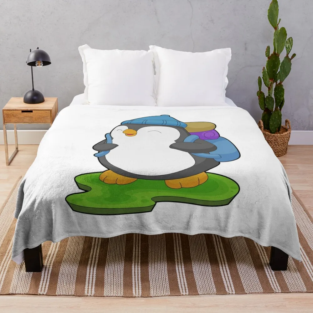 Penguin Hiker Backpack Throw Blanket Summer Beddings Bed Plaid on the sofa Sofas Blankets