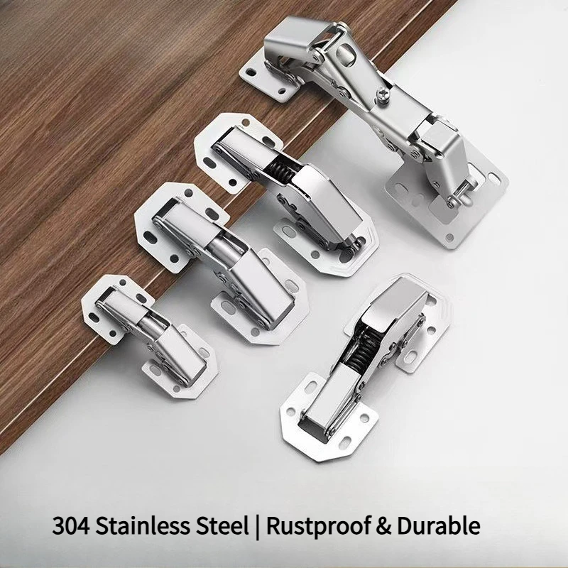 304 Stainless Steel Invisible Cabinet Hinges Soft Close 10Pcs, Silent Buffer Rustproof Hinges for Kitchen Wardrobe Cupboard