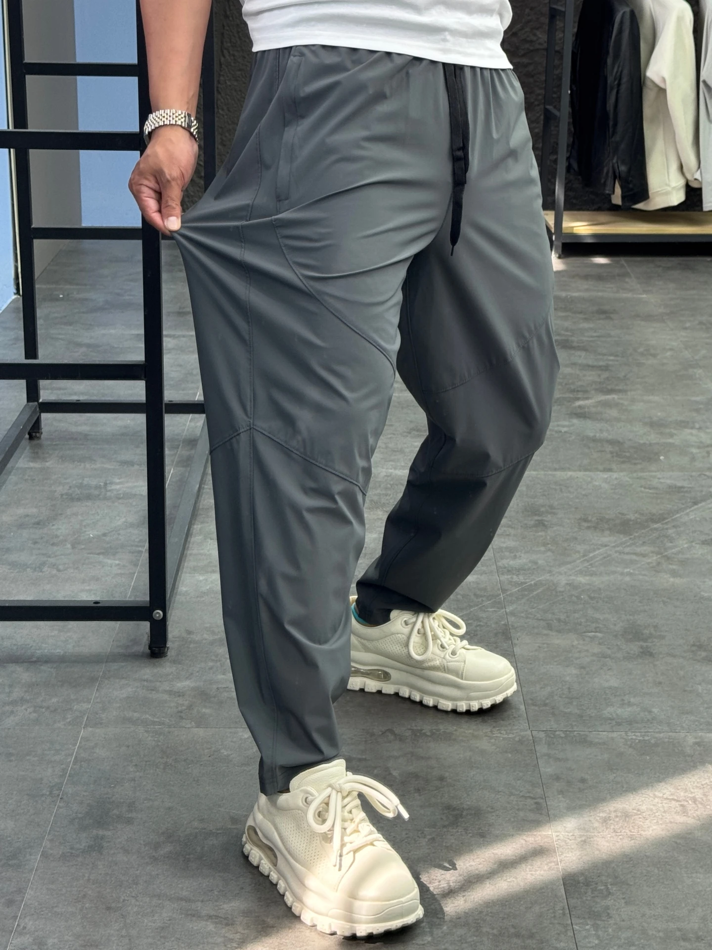 

Quick Dry Ice Silk Cone Pants for Men Breathable Cool Feeling Thin Pure Color Summer Spring Casual Trousers Pampa& Brand