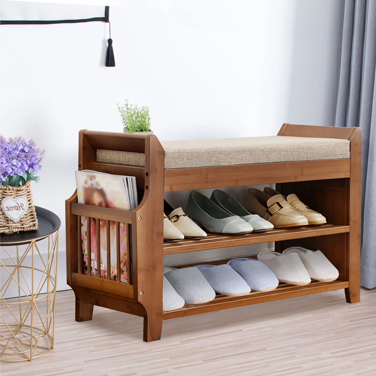 

80cm Shoe Bench with Drawer, Entryway Storage Bench for Shoes, Multifunctional Organizer for Hallway Living Room