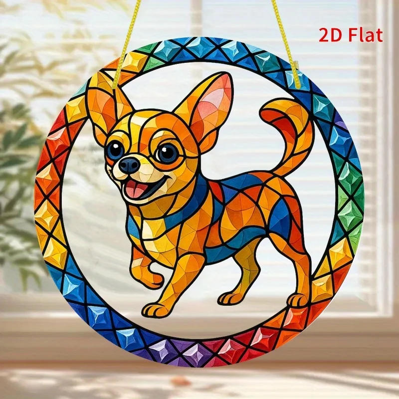 2D Flat, (2D-plate) 1pc-Chihuahua themed design/ suncatcher - 8