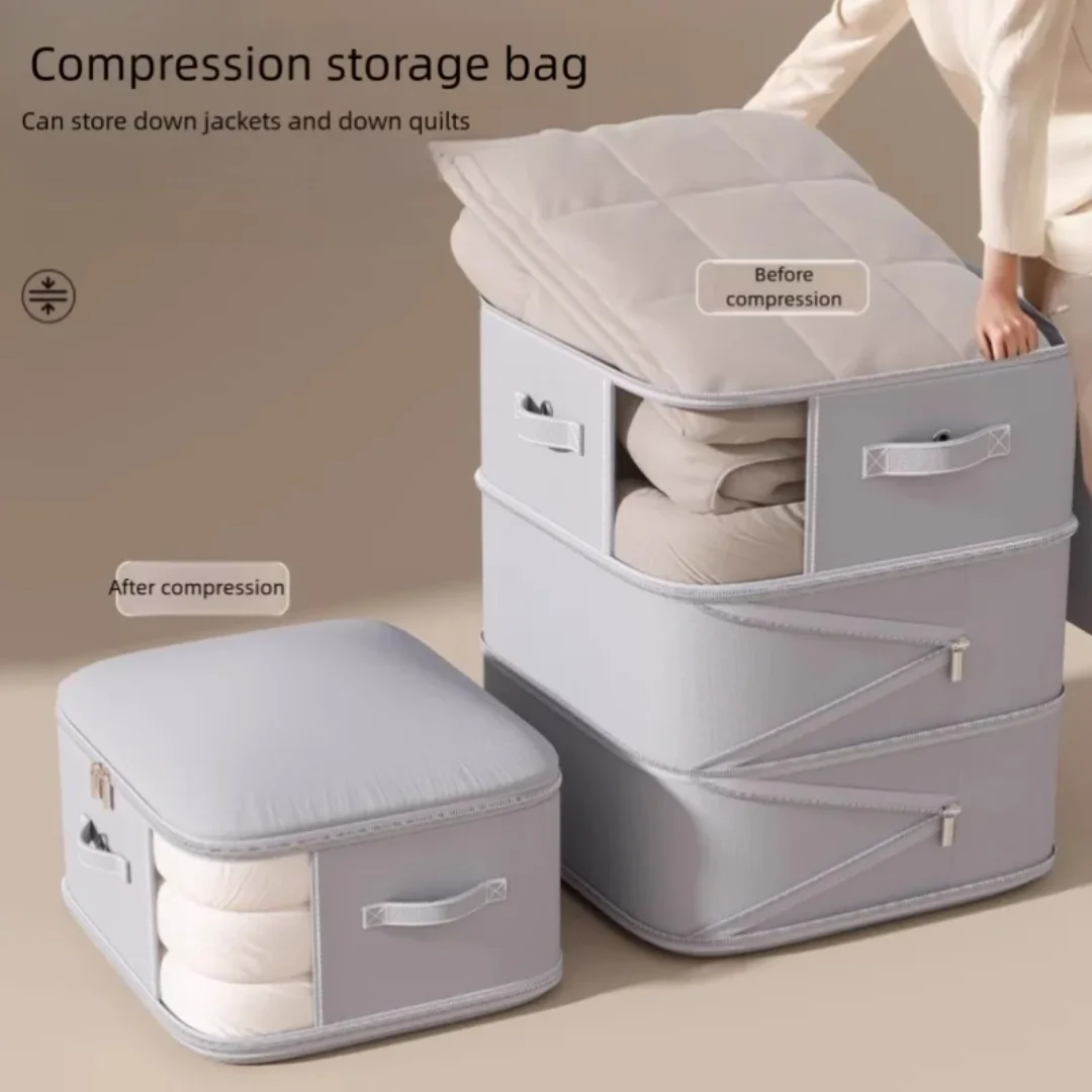

Large Capacity Grey Compression Storage Bag Foldable And Expandable Storage Organization For Clothes Quilts Pillows Sofa Cus