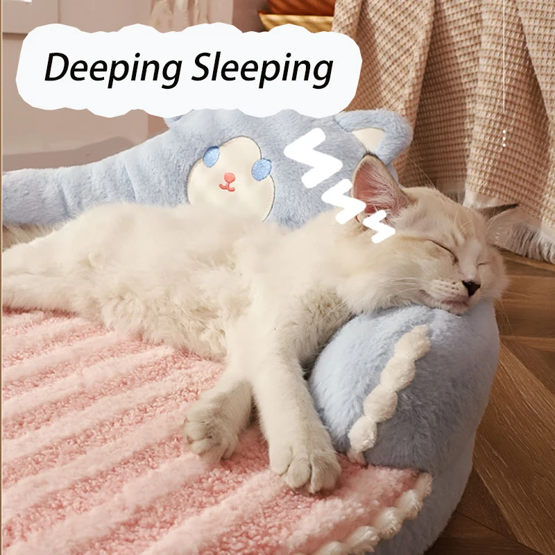 Winter Cat Bed Deep Sleep Warm Pet Cushion for Small Cats Dogs With Pillow Cozy Cat Nest Kennel Mat Washable Pet Beds Products