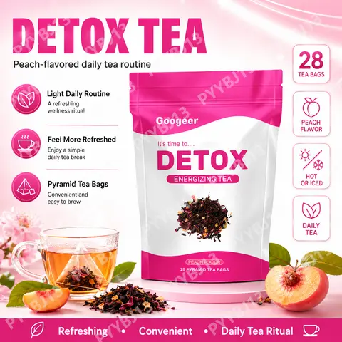 Googeer Peach Herbal Blend Pyramid Bags with Camellia Sinensis, Rosa Rugosa & Dandelion Root, 28 CT, Digestive Support for Women