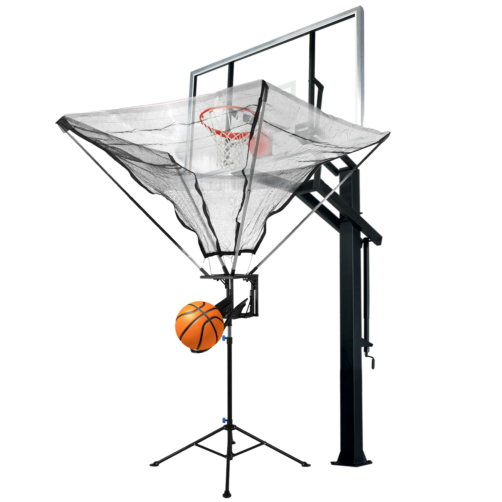 

Basketball Shot Trainer Rebounder with 180° Rotating Track Easy Assembly Basketball Shooting Machine with Net Return System