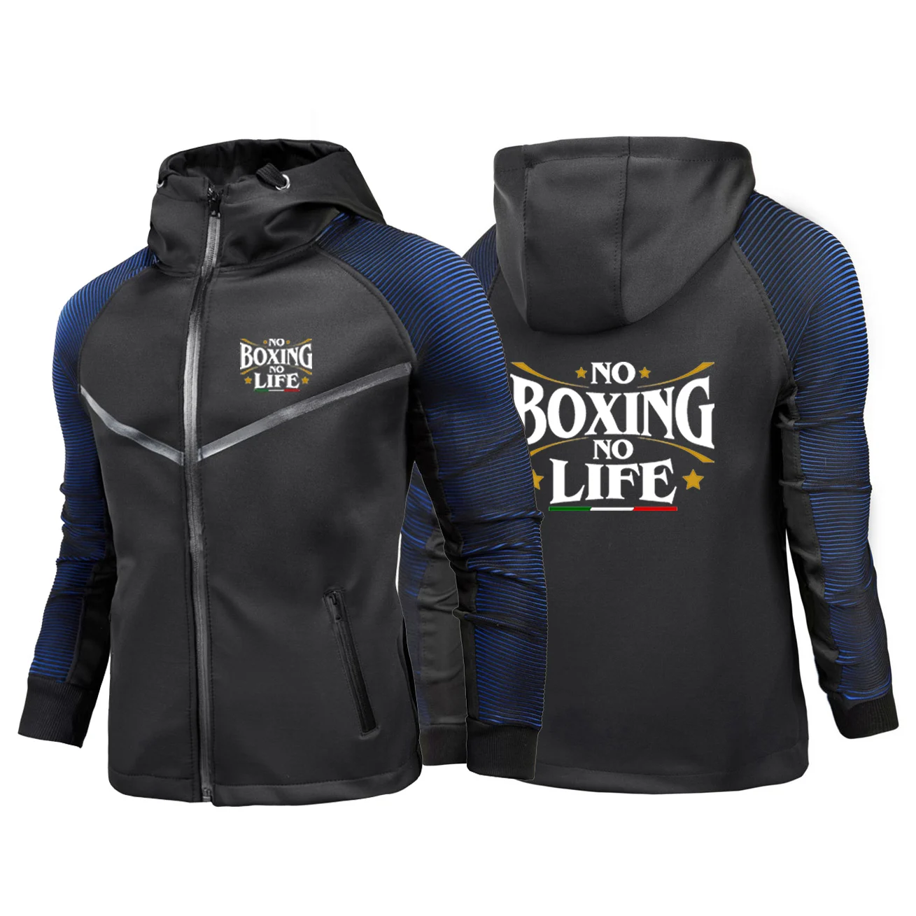 

2025 No Boxing No Life Gym Men New Printing Autumn Spliced Zipper Hoodie Jacket Cardigan Racing Suit Hoodie Sportswear Top