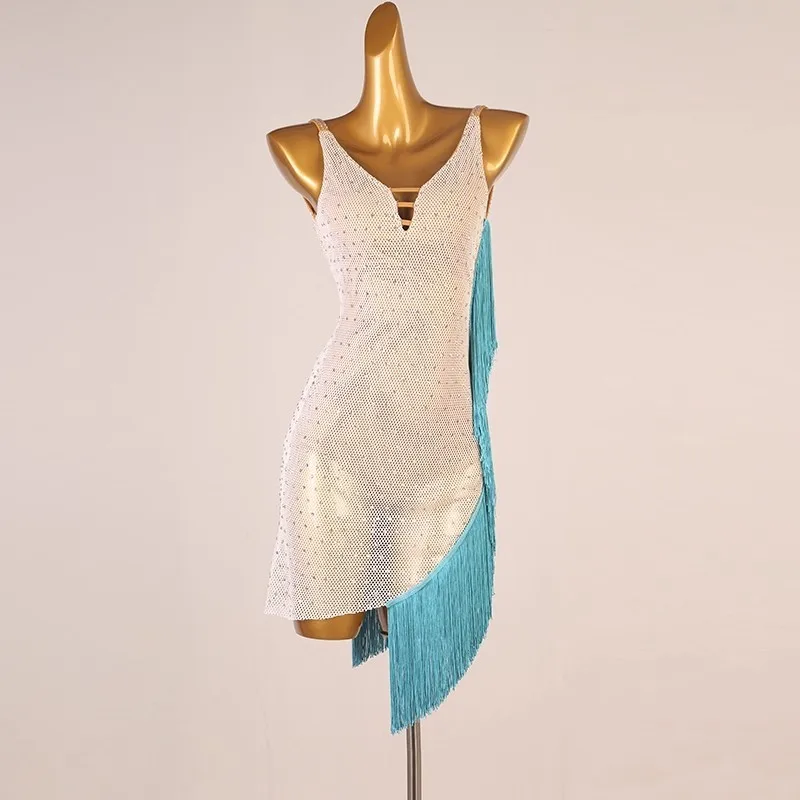 Latin dansjurk Showwedstrijdjurk Fringe Style Lomba Chacha dansjurk