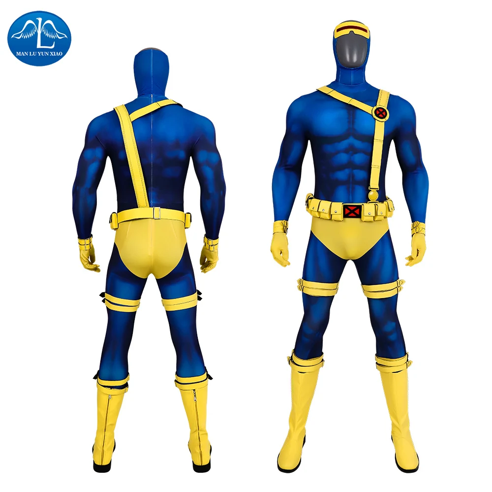 Zentai Adult X Police 97 Cosplay Costume Man 3D Printing Jumpsuit Shoes Full Halloween Carnival Set