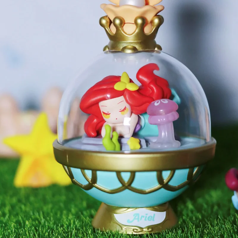 Kawaii Disney Princess Crystal Ball Series Little Mermaid Ariel Action Figure Toys Cartoon Collection Model Ariel Doll Kids Gift