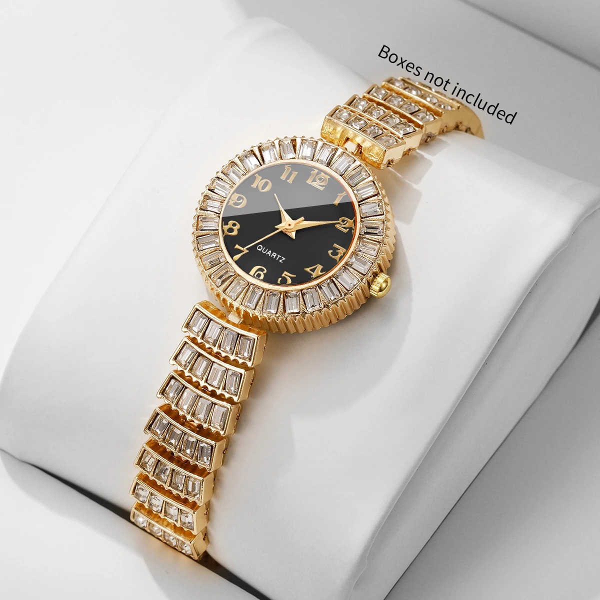 Elegant Rhinestone Women Quartz Watc Golden Bracelet Strap Ladies Arabic Dial Wristwatches Relogio Feminino（Without Box）