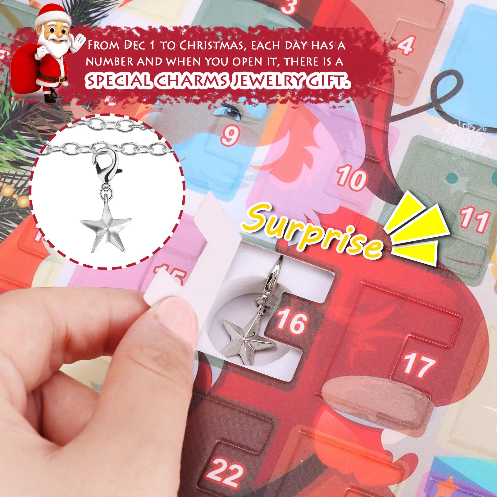 2020 24Days Christmas Countdown Advent Calendar DIY Charm Bracelet Necklace Jewelry Making Kit for Kids Children Xmas Gifts