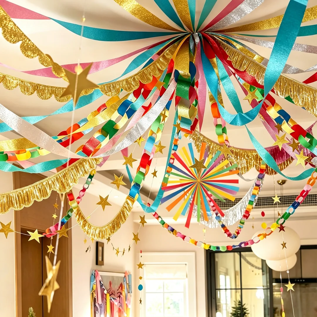 DIY Regenbogen-Papierketten-Girlande, Bastelpapierstreifen mit Doppelseitigem Klebeband, Dekorationsmaterial für Zuhause, Klassenzimmer, Geburtstag, Feiertage – Detail 3