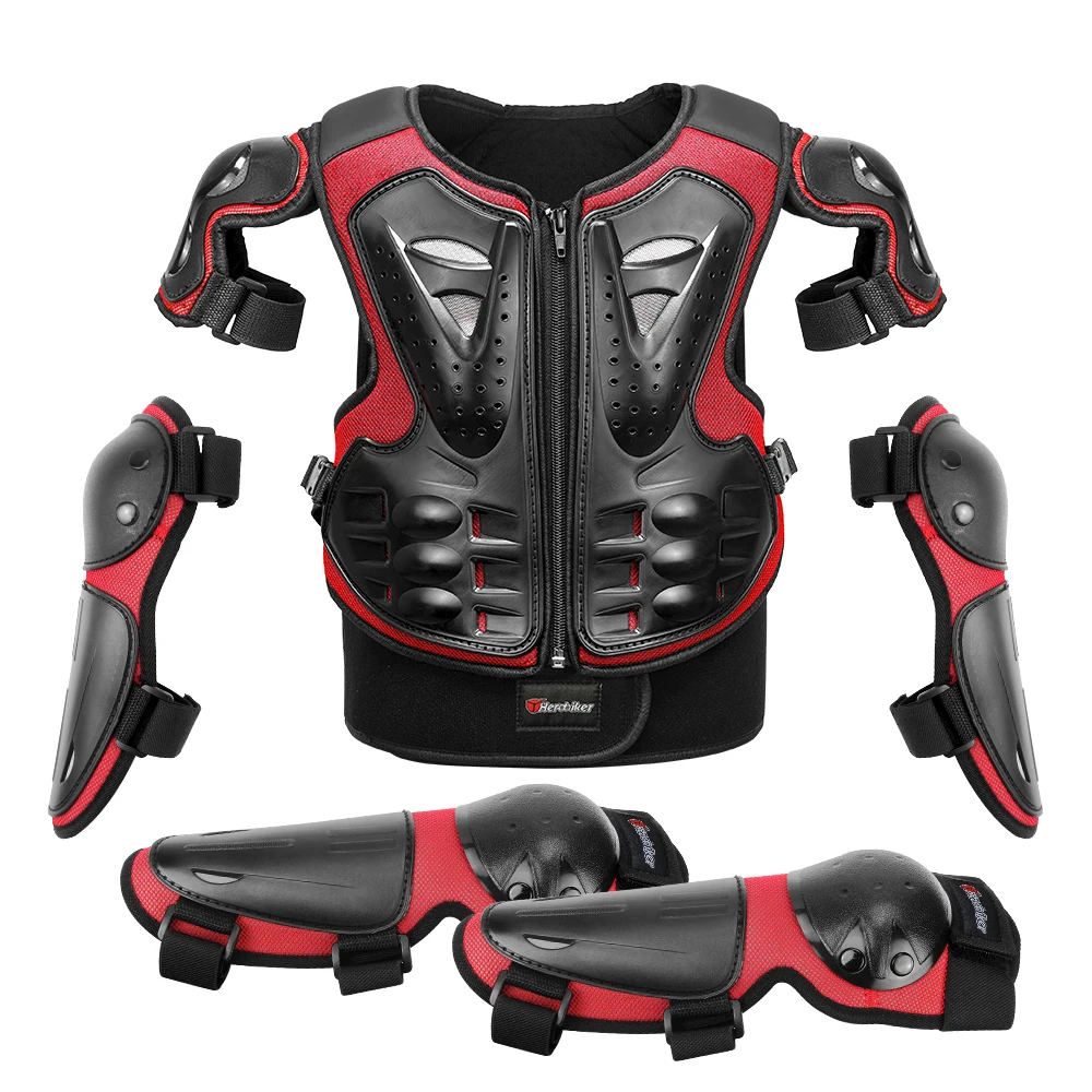 Motorpantser voor kinderen Bescherming Motocross Body Armor Jas Beschermende pantser Rijden Kniebeschermers Moto Full Armor Kinderen