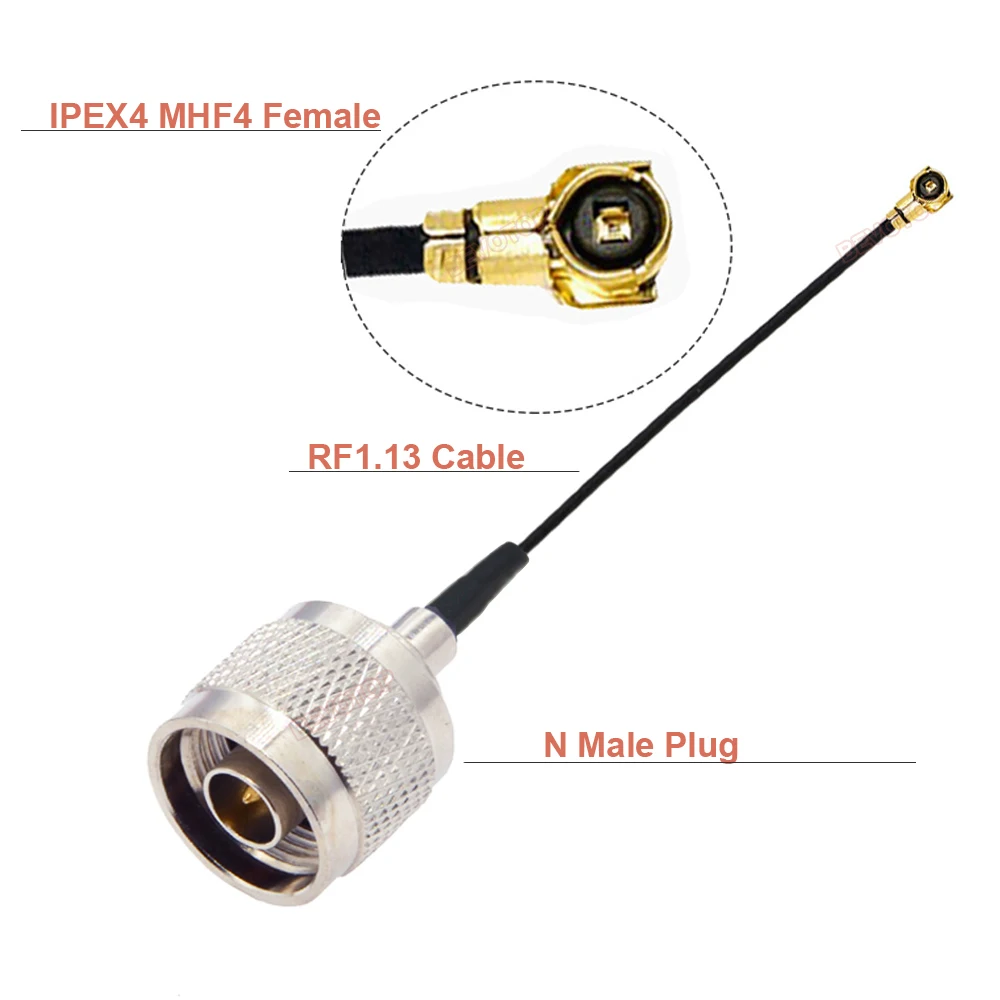 1PCS Rear Screw Nut N Female Bulkhead Jack to 4 4 Female RF Coax RF1.13 Cable Mini PCI WIFI WLAN Antenna Extension Jumper