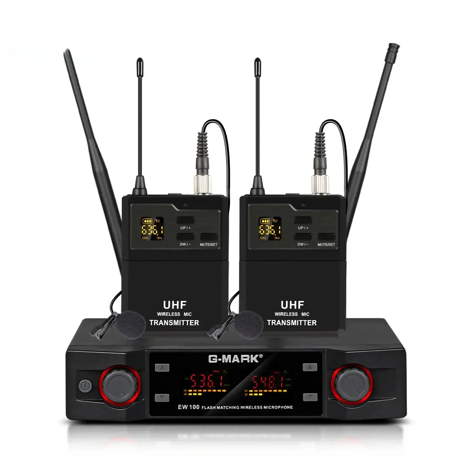 

NEW Lavalier Microphone G-MARK EW100 Wireless System Adjust Frequency With Bodypack Clip-on Mic For Show Stage Party Church