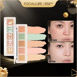 FOCALLURE-Palette correctrice pour le visage, produit cosmétique, 5 couleurs, résistant à l'eau, hydratant, contrôle de sébum, éclaircissant, bronzant, primaire, maquillage