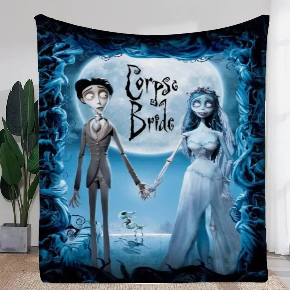 Corpse Bride Artistic Throw Blanket - Dark Whimsical Design Featuring Eerie Skeleton Couple Under Full Moon - Soft, Cozy, and Wa