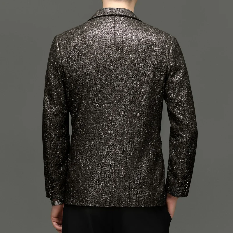 Genuine Sheepskin Luxurious Blazers For Men Print Skin-Friendly Spring Quality Slim Fit Suit Jackets Thin Casual Terno Masculino